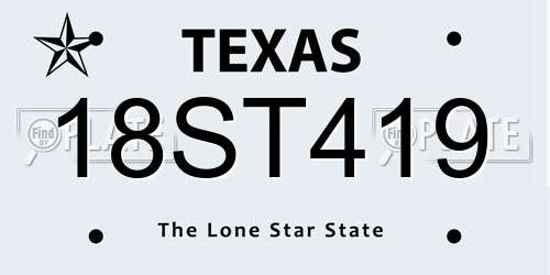 18ST419 Texas License Plate