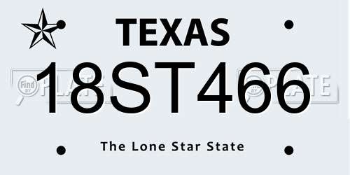 18ST466 Texas License Plate