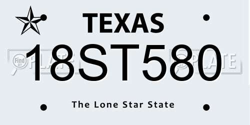 18ST580 Texas License Plate