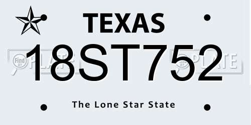 18ST752 Texas License Plate