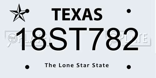18ST782 Texas License Plate