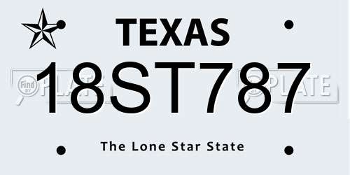18ST787 Texas License Plate