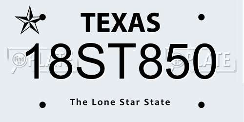 18ST850 Texas License Plate