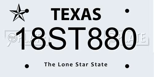 18ST880 Texas License Plate