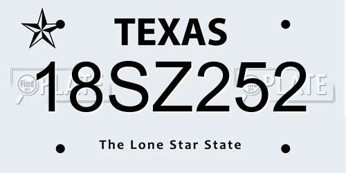 18SZ252 Texas License Plate
