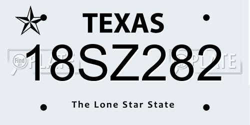 18SZ282 Texas License Plate