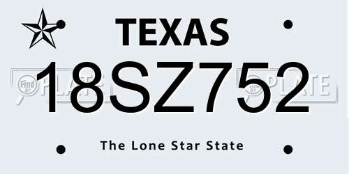 18SZ752 Texas License Plate
