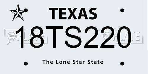 18TS220 Texas License Plate