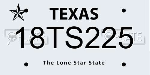 18TS225 Texas License Plate
