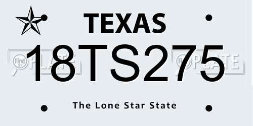 18TS275 Texas License Plate