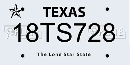 18TS728 Texas License Plate