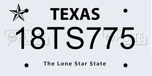 18TS775 Texas License Plate