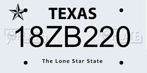 18ZB220 Texas License Plate