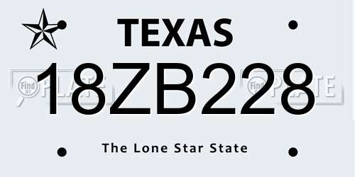 18ZB228 Texas License Plate