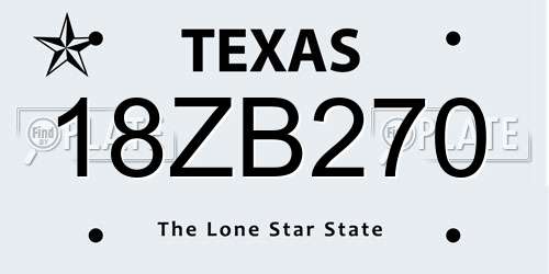 18ZB270 Texas License Plate