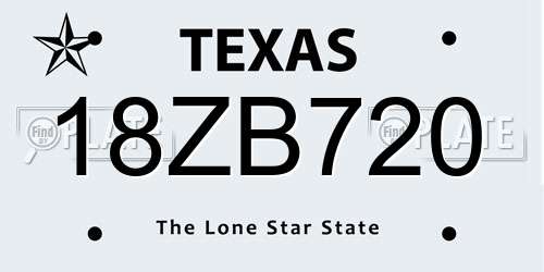 18ZB720 Texas License Plate