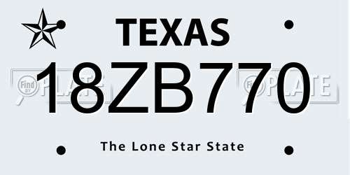 18ZB770 Texas License Plate