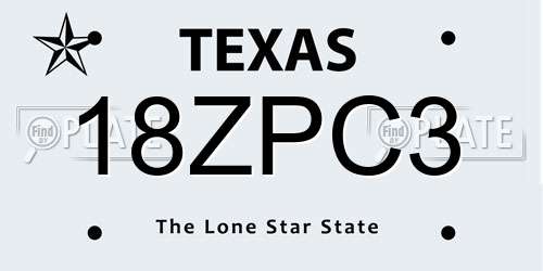 18ZPC3 Texas License Plate
