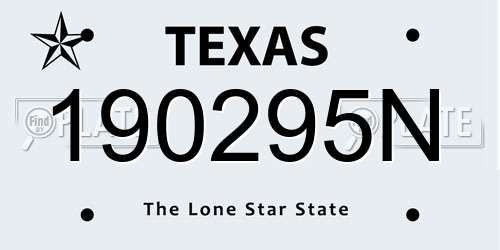 190295N Texas License Plate