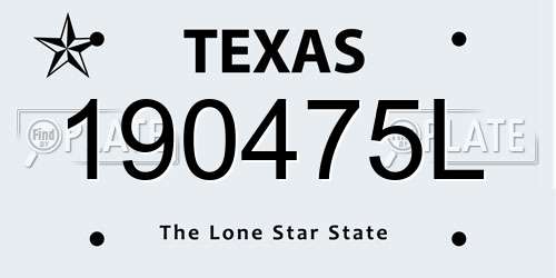 190475L Texas License Plate