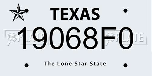 19068F0 Texas License Plate