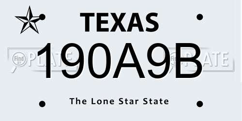 190A9B Texas License Plate