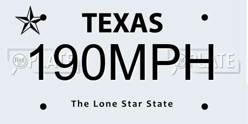 190MPH Texas License Plate
