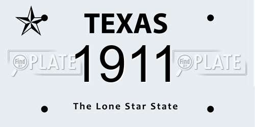 1911 Texas License Plate