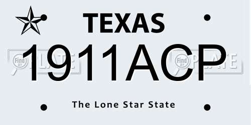 1911ACP Texas License Plate