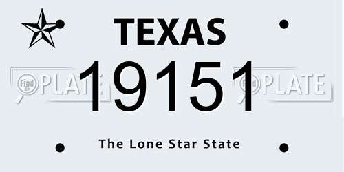 19151 Texas License Plate