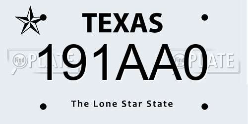 191AA0 Texas License Plate