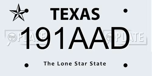 191AAD Texas License Plate