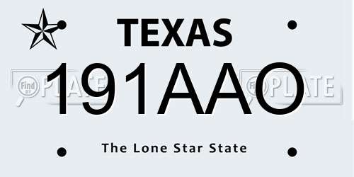 191AAO Texas License Plate
