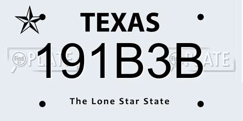 191B3B Texas License Plate