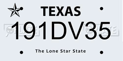 191DV35 Texas License Plate