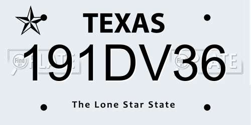 191DV36 Texas License Plate