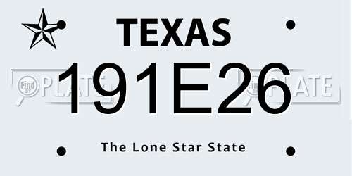 191E26 Texas License Plate