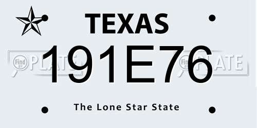 191E76 Texas License Plate