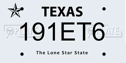 191ET6 Texas License Plate