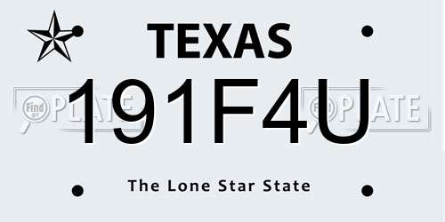 191F4U Texas License Plate