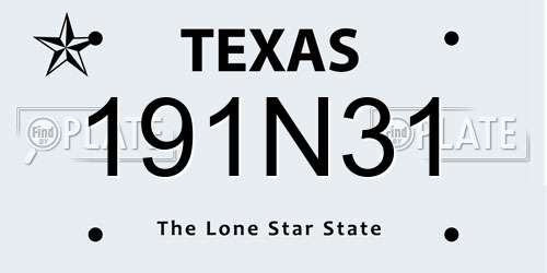 191N31 Texas License Plate