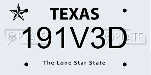191V3D Texas License Plate