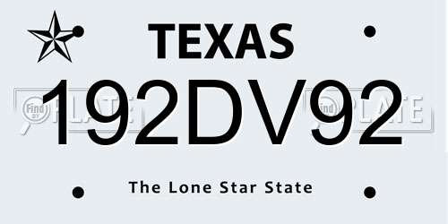 192DV92 Texas License Plate