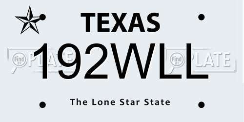 192WLL Texas License Plate