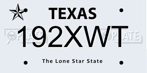 192XWT Texas License Plate
