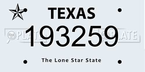 193259 Texas License Plate