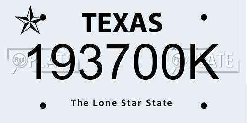 193700K Texas License Plate