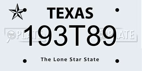 193T89 Texas License Plate