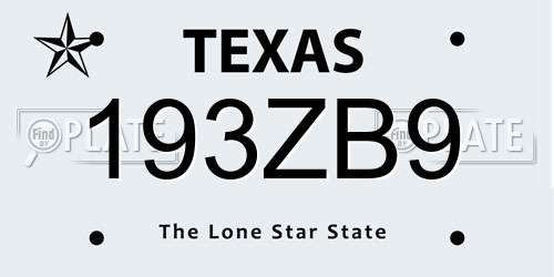 193ZB9 Texas License Plate