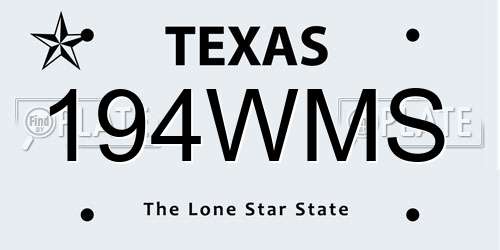 194WMS Texas License Plate